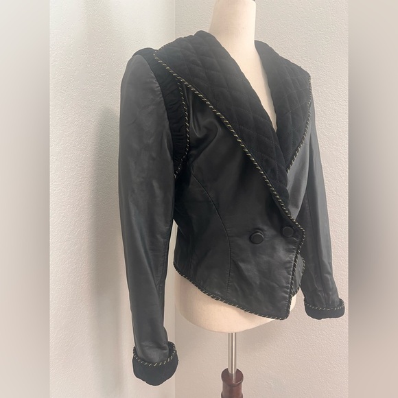 A Norma Di Legge Black Leather Moto Blazer Jacket - Picture 2 of 12